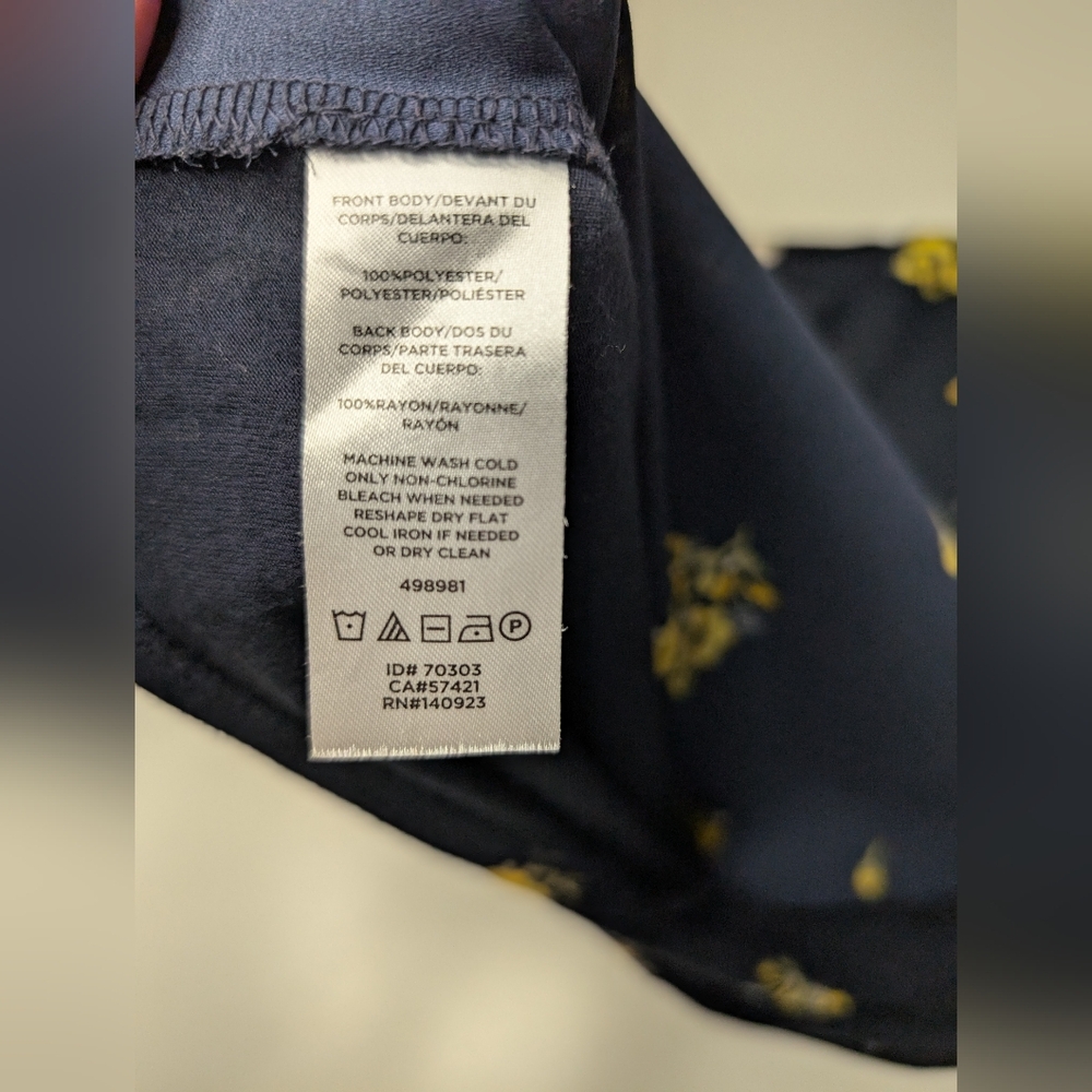 LOFT Petites SP Womens Tank Top Dark Navy/Black with Yellow Floral - Picture 4 of 6